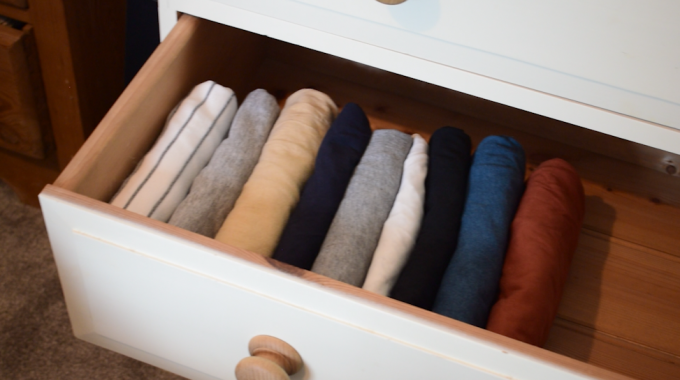 Tshirts file folded in a drawer