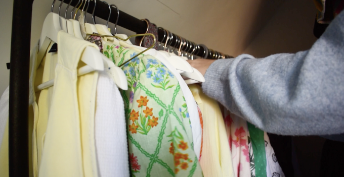 Sorting through wardrobe