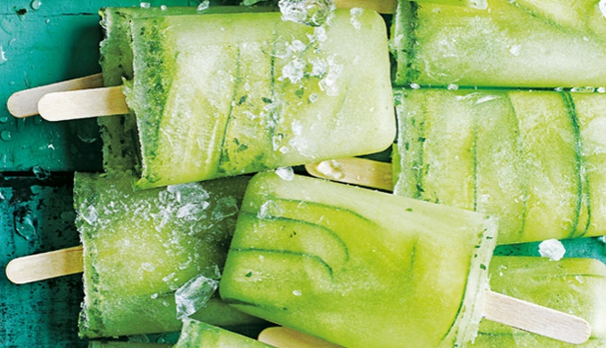 Cucumber Lime and Mint Popsicles