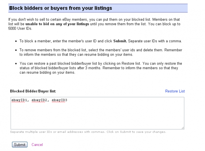 eBay block bidders