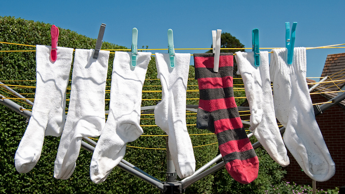 Odd socks hanging out to dry