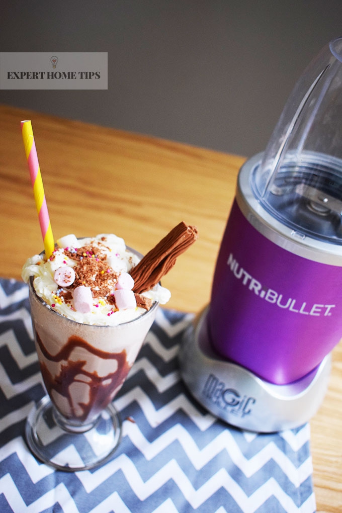 Chocolate Flake & Marshmallows party milkshake, made in a NutriBullet