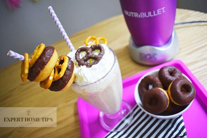 Salted Caramel, Pretzel & Peanut Butter Party Milkshake made with the NutriBullet