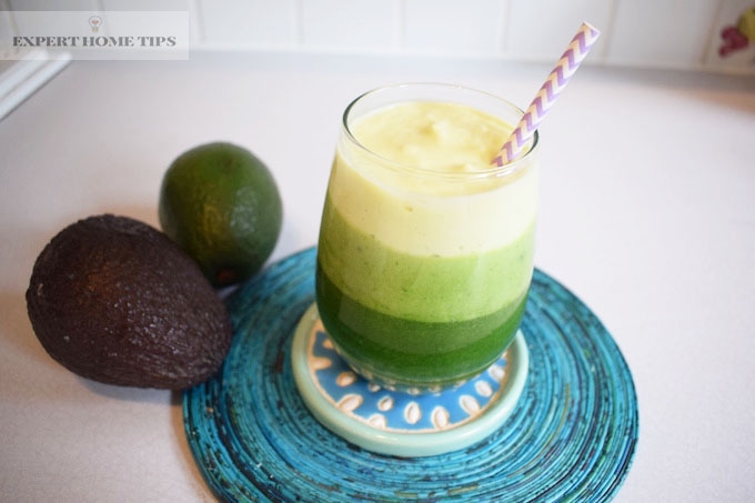 Avocado layered smoothie with avocados