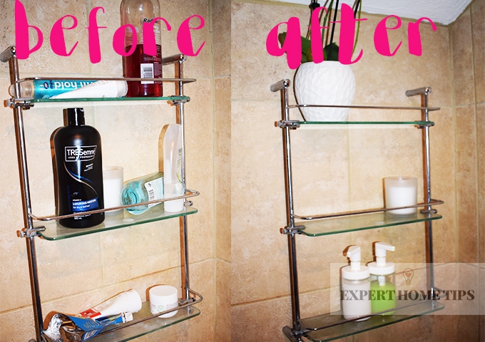 before and after decluttering your bathroom