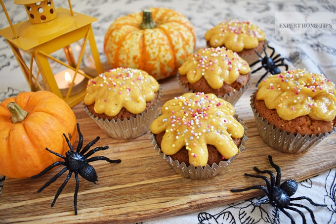 Pumpkin Spice Cupcakes on a board