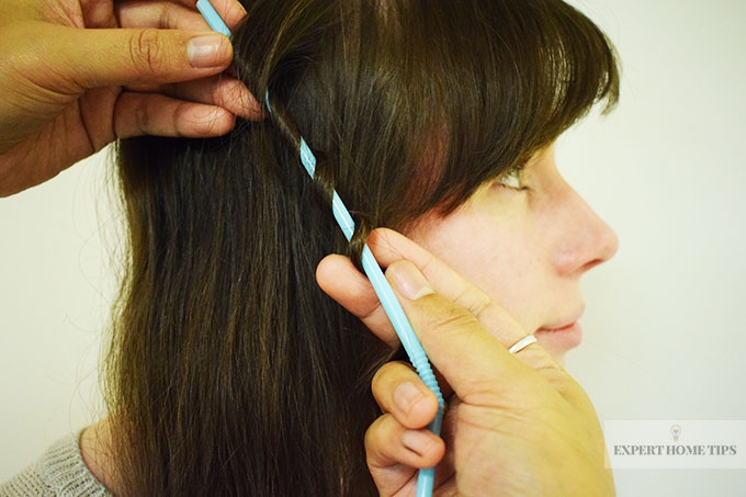 Curling Rachel's hair with a straw