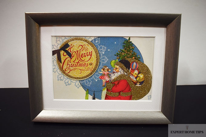 Christmas cards in a frame