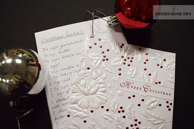 Use old Christmas cards for recipe sharing