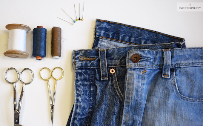 Jeans and sewing items