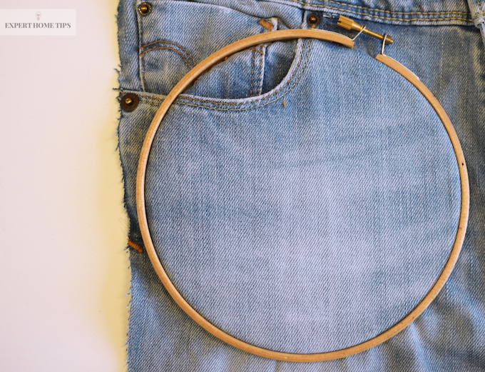 Denim upcycling with embroidery hoop