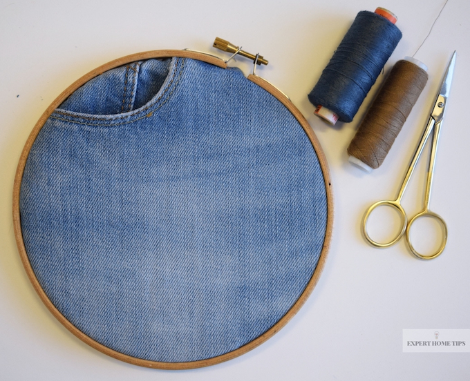 Denim embroidery hoop