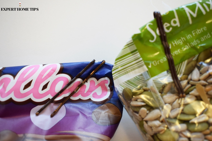 use bobby pins to fasten food packets