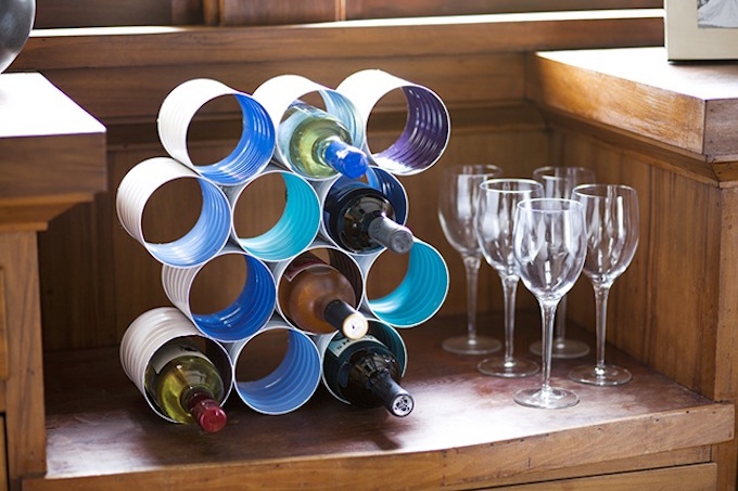 tin can wine rack