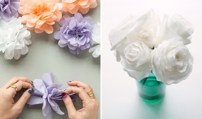 cheap DIY paper wedding flowers