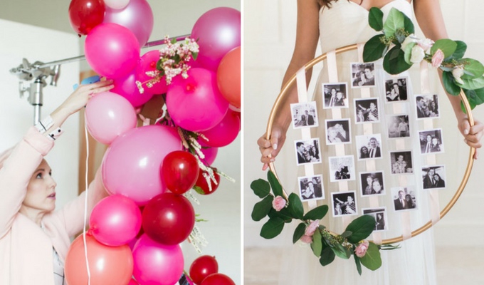 budget DIY wedding balloon wreath & photos