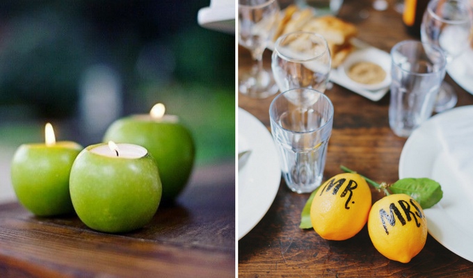 fruit used as cheap wedding decor