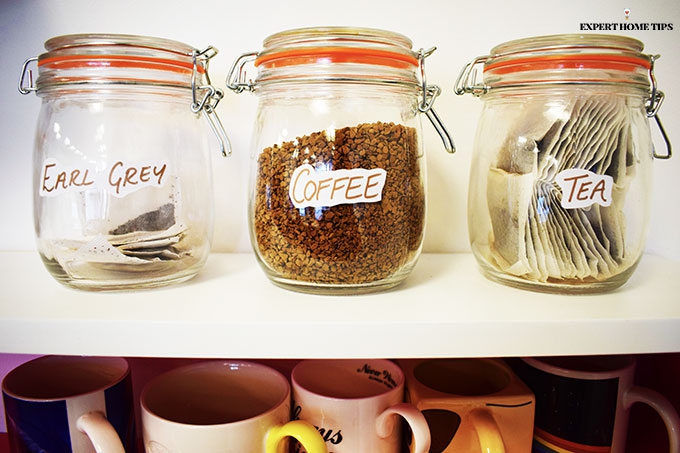 Tea and coffee in jars