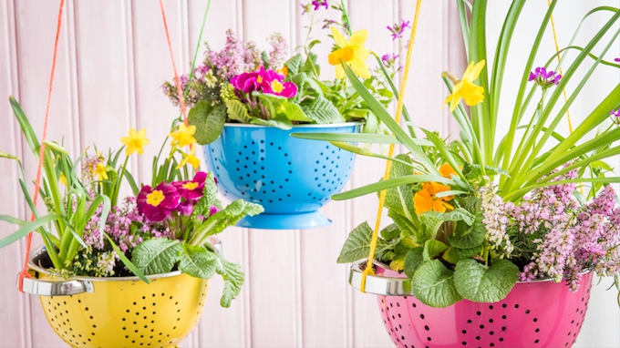 Colander garden decor basket