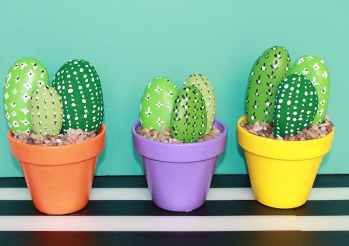 diy cactus rocks garden decor