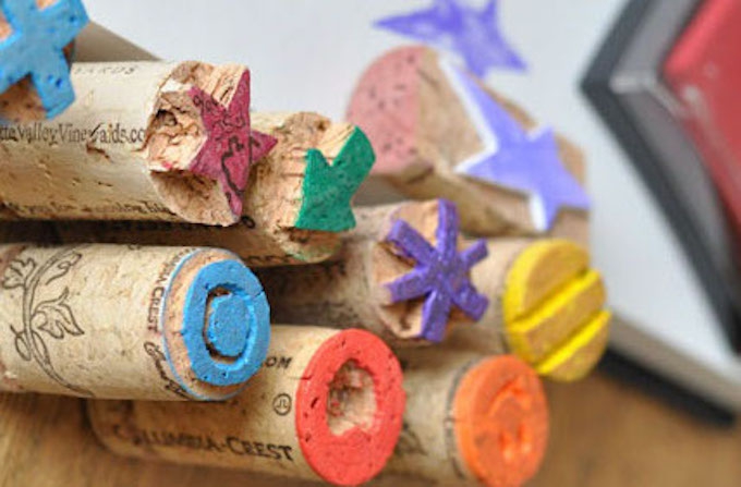 STAMPS MADE OF WINE CORK