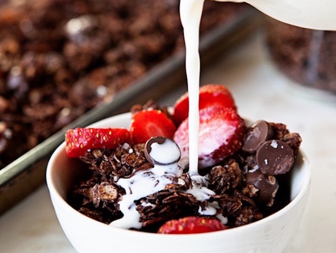 Dark chocolate granola recipe for International Chocolate Week