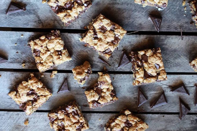 Healthy dark chocolate oatmeal cookie squares recipe