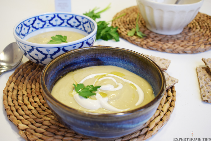 Vegan parsnip parsley truffle oil cashew cream soup recipe