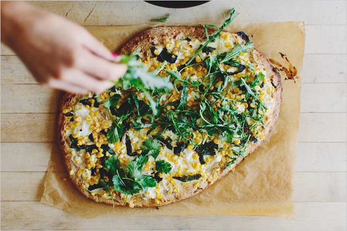 Corn & goats cheese pizza recipe