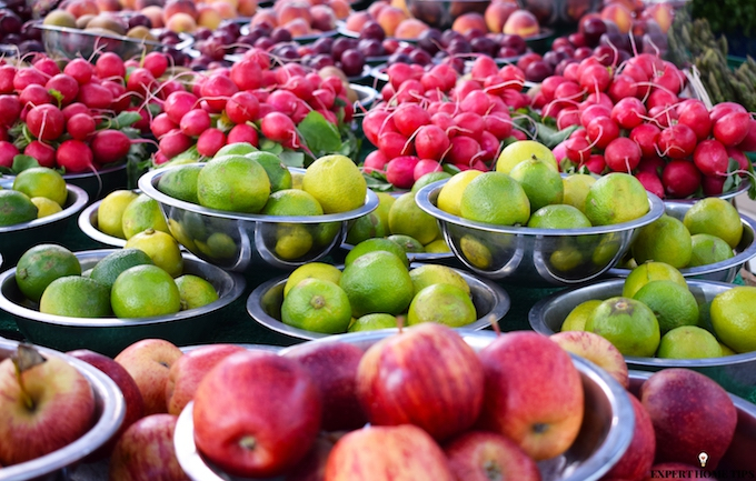 fruit & vegetables on market stall