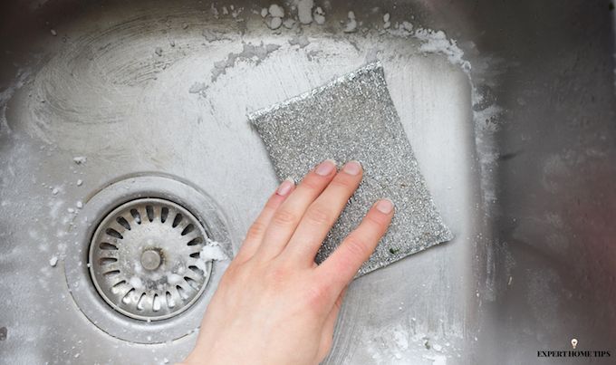 SCRUBBING KITCHEN SINK