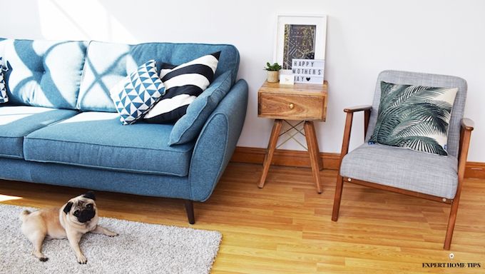 living room blue sofa modern