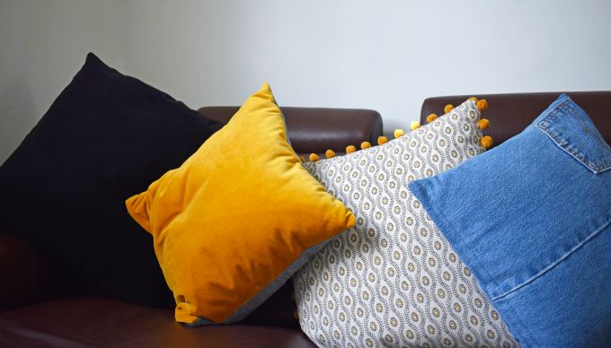 pillows on sofa