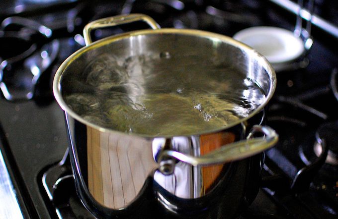 boiling water in pan