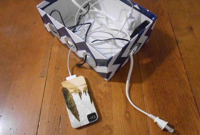 DIY charging station desk organiser