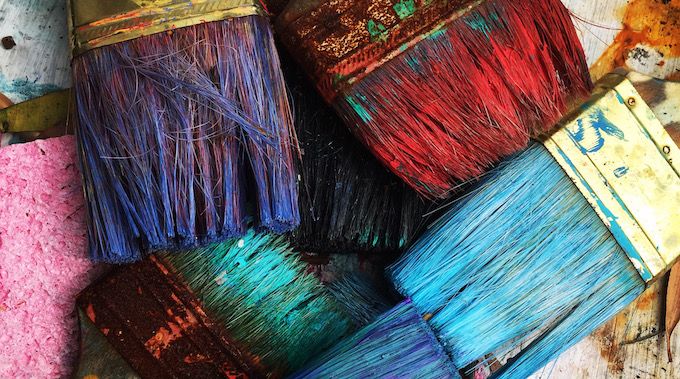 coloured paint brushes