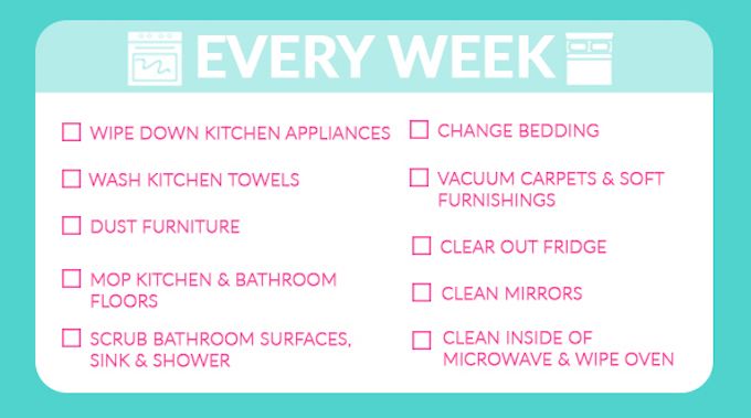 weekly cleaning tasks