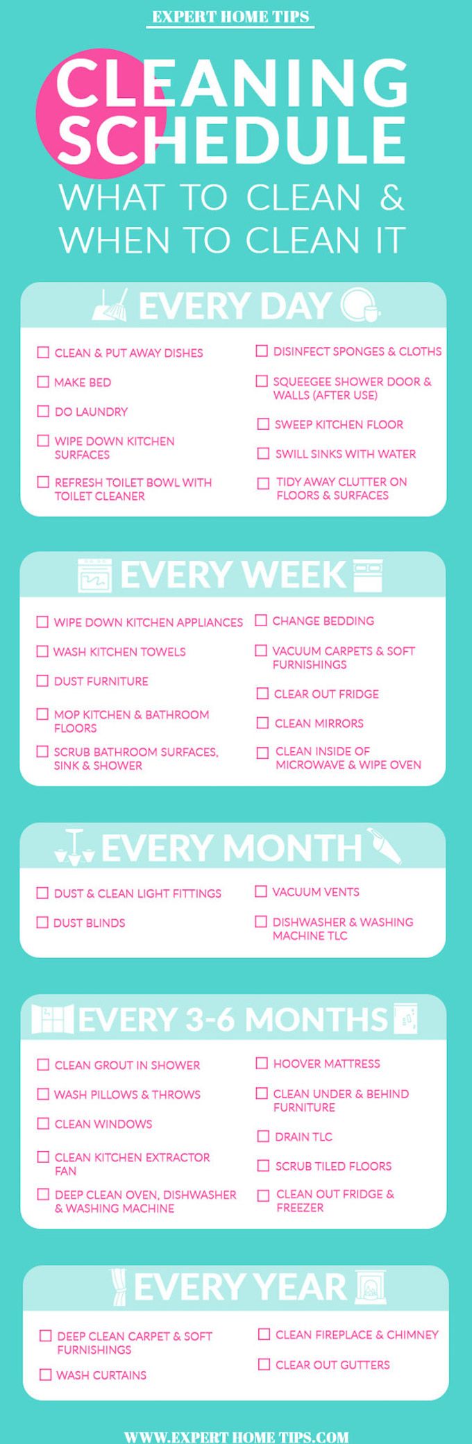 house cleaning schedule 