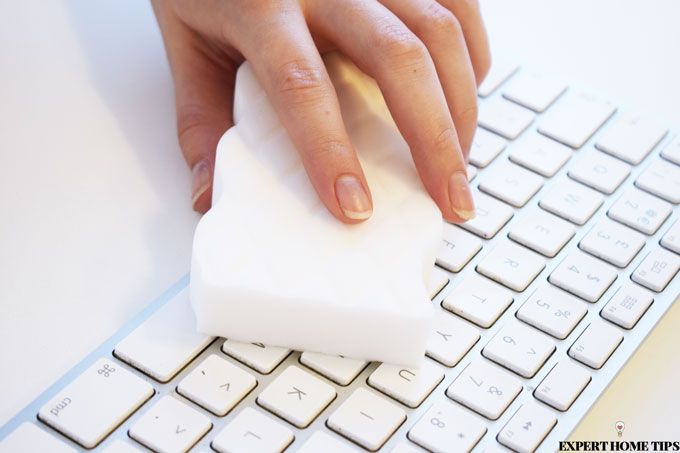 clean keyboard with magic eraser