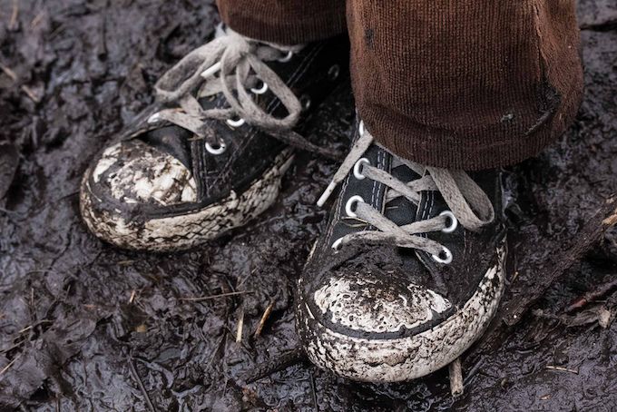 muddy shoes