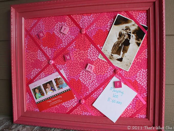 pink fabric notice board diy