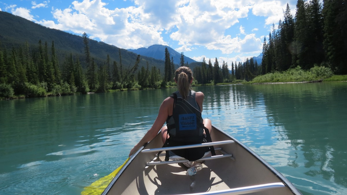 woman on canoe