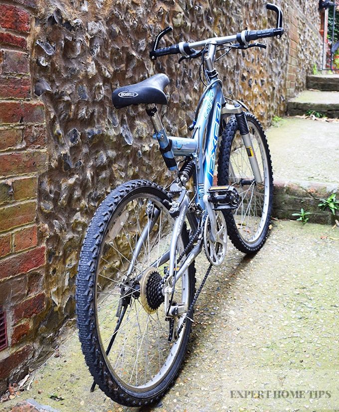 mountain bike outside home