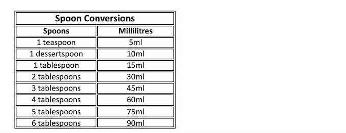 spoon conversion chart