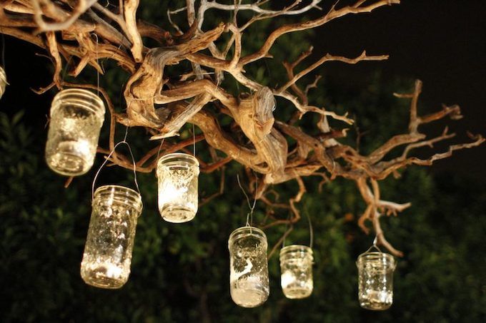 hanging mason jars candles