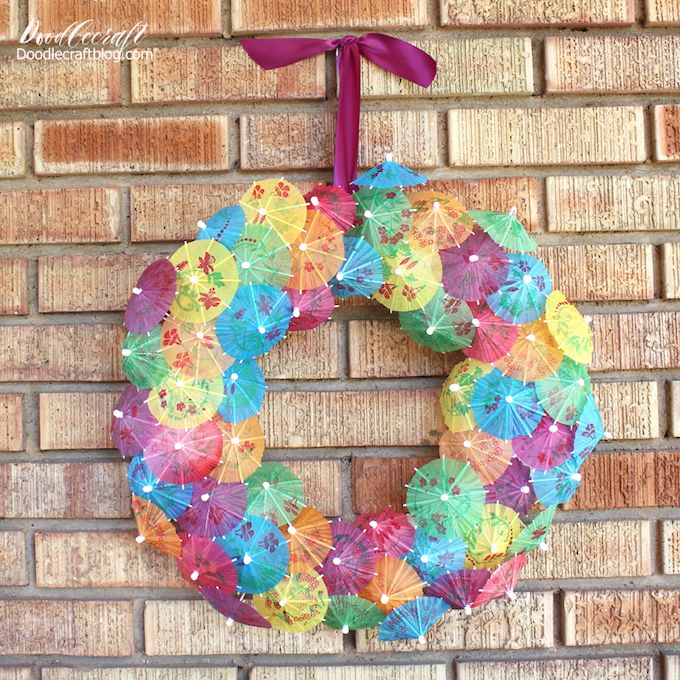 cocktail umbrella wreath