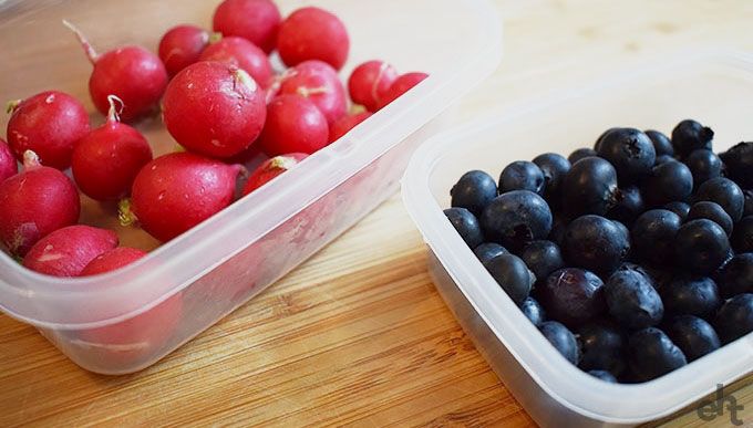 radishes and blueberries