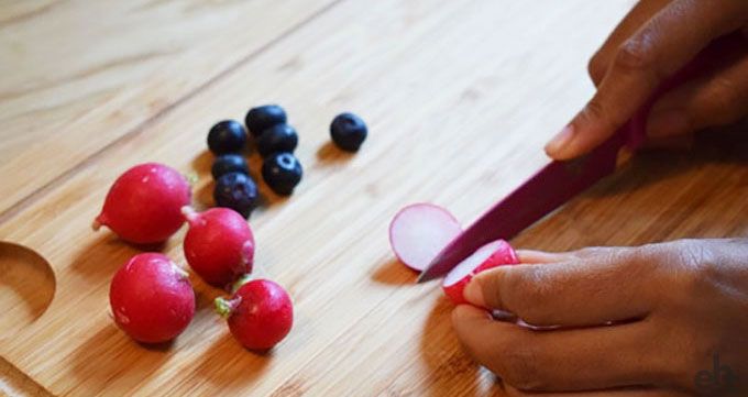 preparing radishes