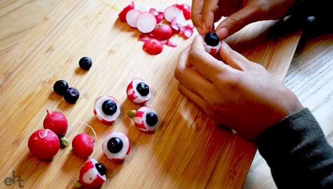 blueberries inside radish