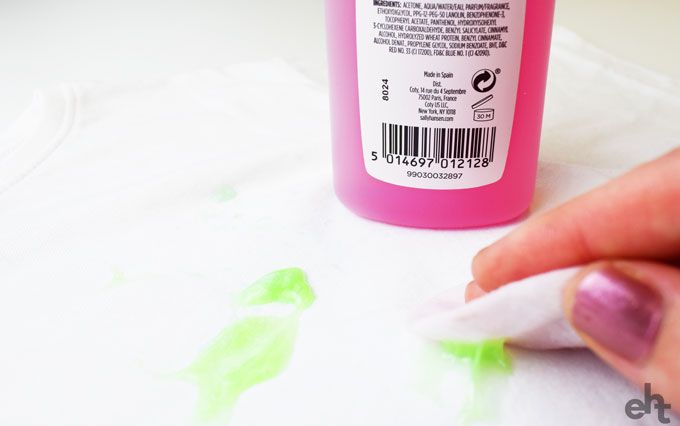 Using acetone to remove slime